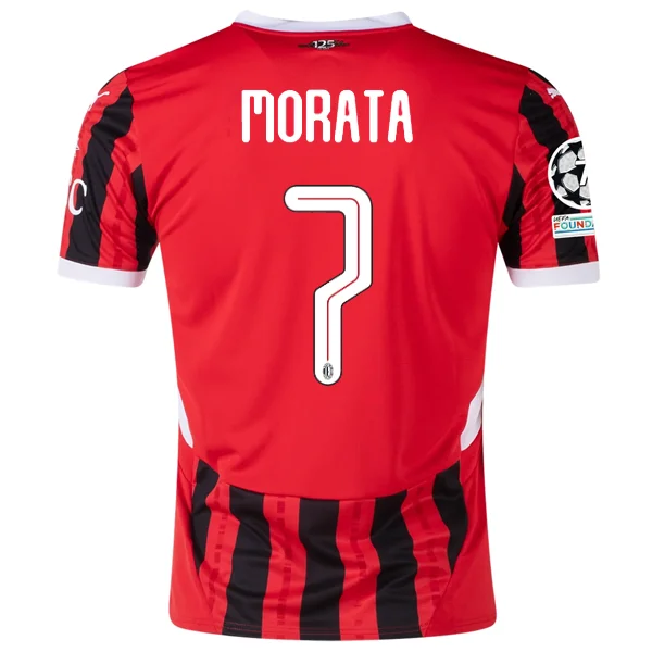 Puma AC Milan Alvaro Morata Home Jersey w/ Champions League Patches 24/25 (Puma Red/Puma Black) Relaxed Men's Australian 