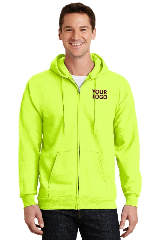 Port & Company Tall Essential Fleece Zip Custom Hoodies, Safety Green Bohemian Men's Free