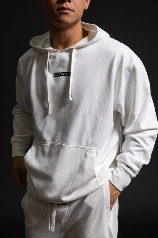 Takedown Chest Logo Hoodie - White Cool Men's Distressed