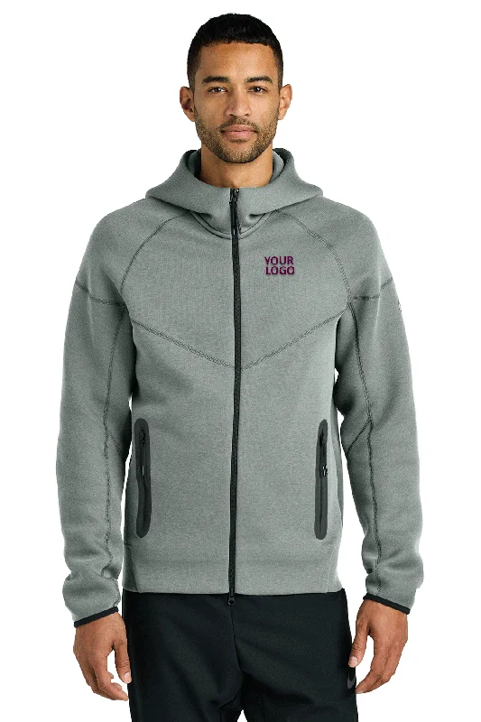 Nike Tech Fleece Full-Zip Custom Hoodies, Dark Grey Heather Cool Men's Distressed