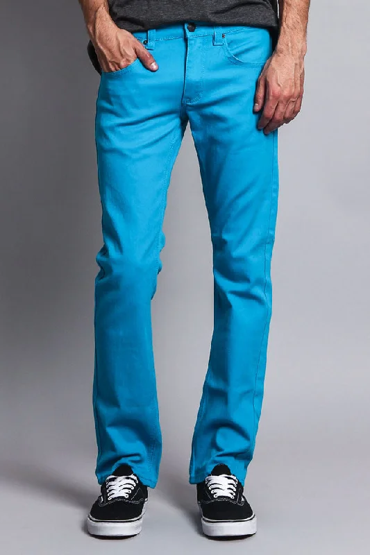 Men's Slim Fit Colored Jeans (Turquoise) Modern Men's Tech