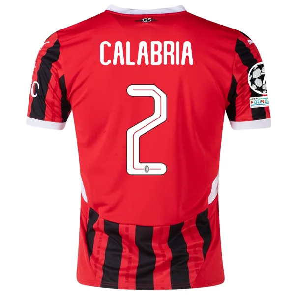 Puma AC Milan Davide Calabria Home Jersey w/ Champions League Patches 24/25 (Puma Red/Puma Black) Polished Men's Silk