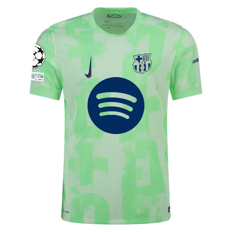 Nike Barcelona Authentic Third Jersey w/ Champions League Patches 24/25 (Barely Volt/Old Royal) Modern Men's Tech