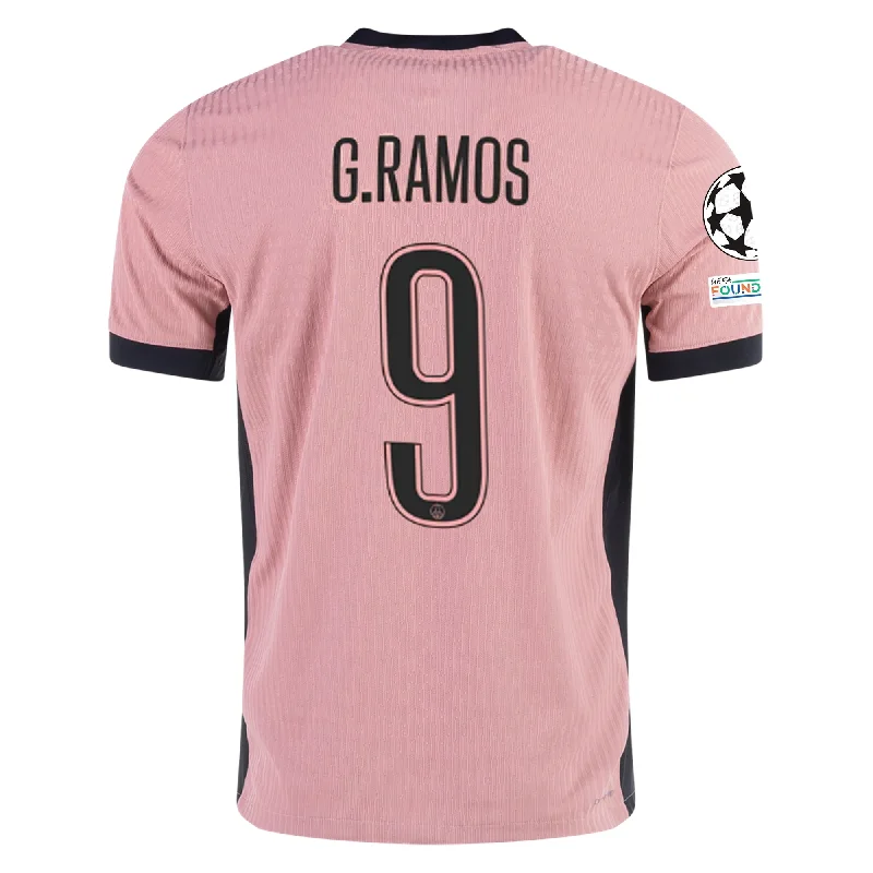 Nike Paris Saint-Germain Authentic Gonçalo Ramos Third Jersey w/ Champions League Patches 24/25 (Rust Pink/Black) Sporty Men's Athleisure 