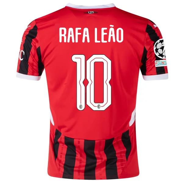 Puma AC Milan Rafael Leão Home Jersey w/ Champions League Patches 24/25 (Puma Red/Puma Black) Masculine Men's 