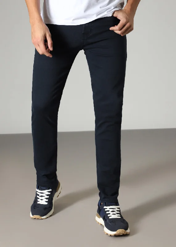 Navy Blue Ankle Slim Fit Denim Streetwear Style