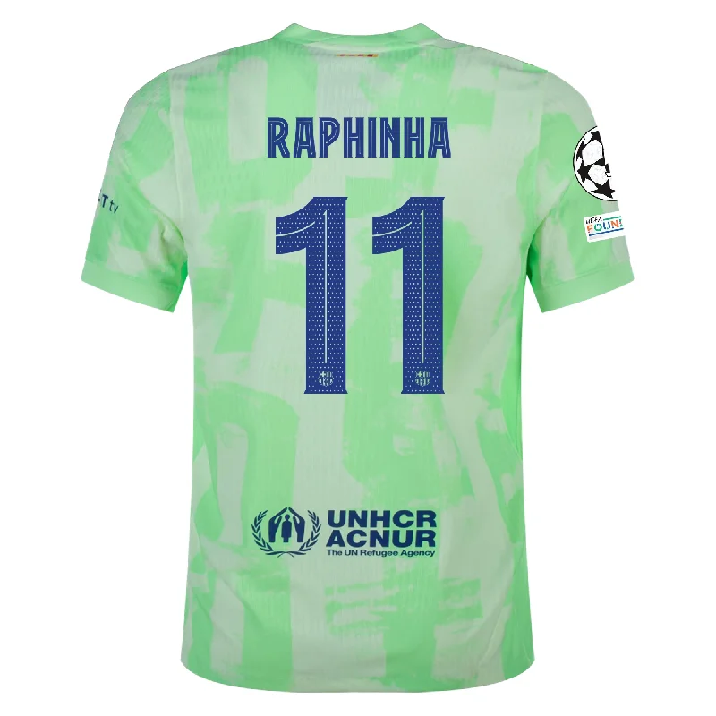 Nike Barcelona Authentic Raphinha Third Jersey w/ Champions League Patches 24/25 (Barely Volt/Old Royal) Practical Men's Multi