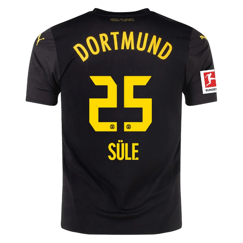 Puma Borussia Dortmund Niklas Süle Away Jersey w/ Bundesliga Patch 24/25 (Puma Black/Faster Yellow) Hip Men's Urban