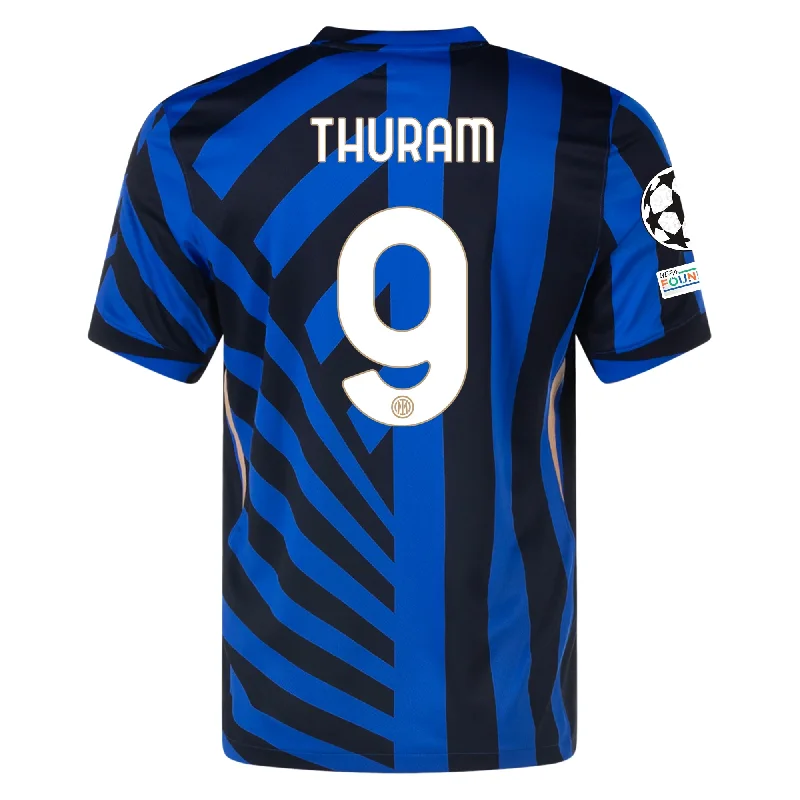 Nike Inter Milan Marcus Thuram Home Jersey w/ Champions League + Scudetto Patch 24/25 (Lyon Blue/Black) Sharp Men's Italian