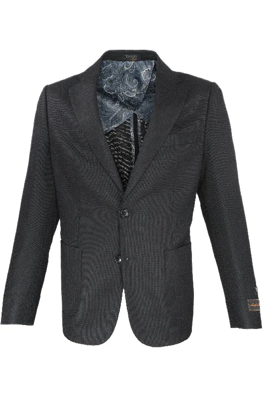 Tiglio Lux Lanificio Di Biella Sport Coat - Black Earthy Men's Sustainable 