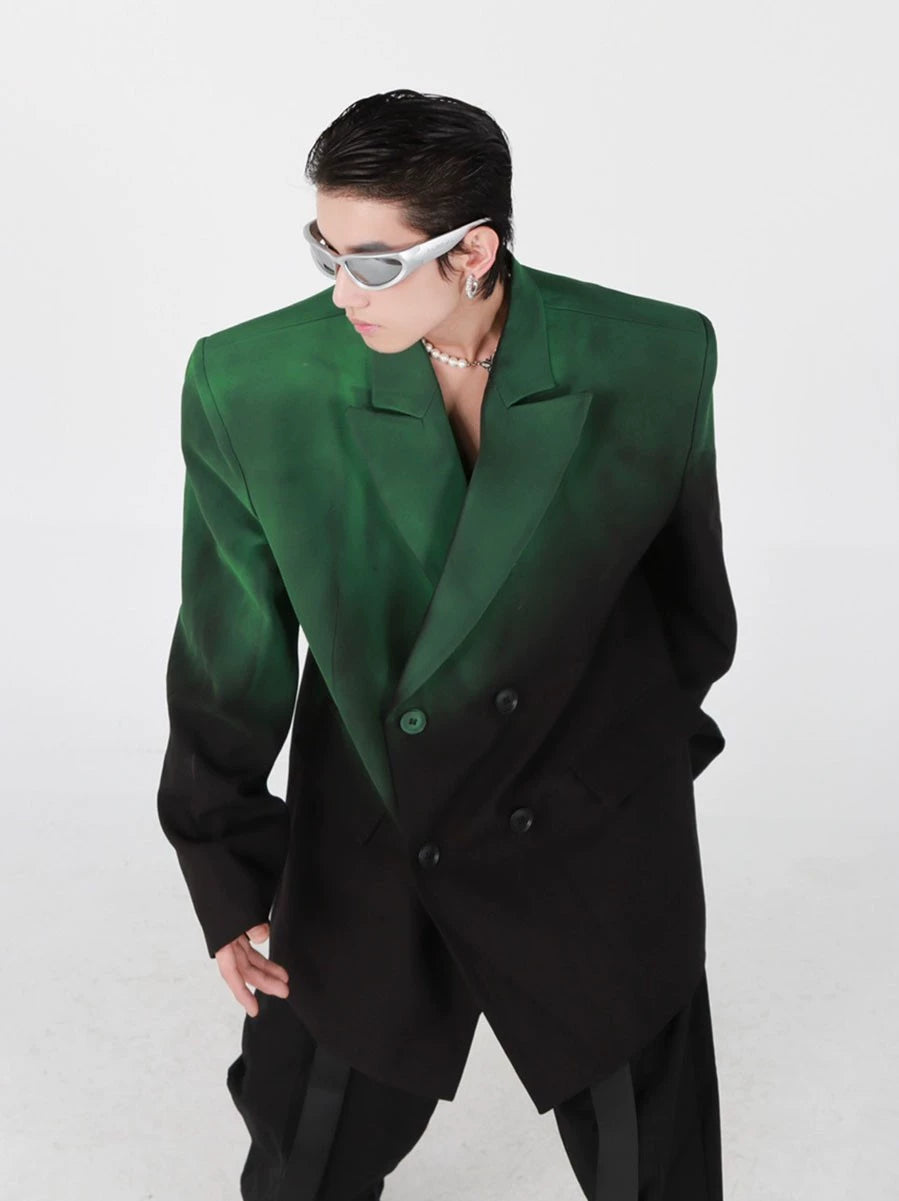 Gradient Shoulder Pad Silhouette Blazer Dynamic Men's Glow