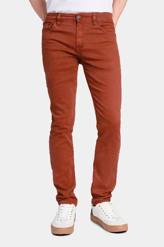 Men's Essential Skinny Fit Colored Jeans (Burnt Orange) Trendy Men's Bucket