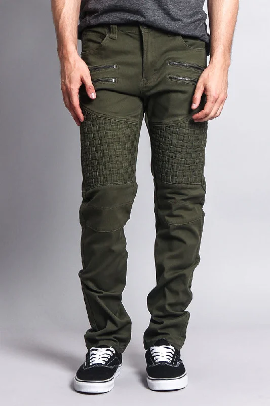 Basket Weave Biker Twill Jeans Masculine Men's 