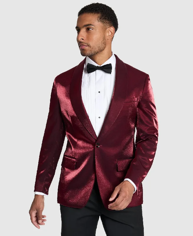 Red Metallic Sport Coat Polished Men's Satin