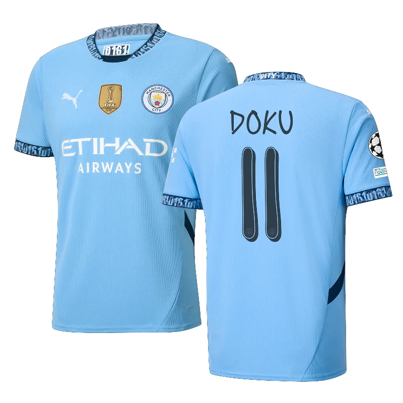 Puma Manchester Jérémy Doku Home Jersey w/ Champions League + Club World Cup Patch 24/25 (Team Light Blue/Marine Blue) Confident Men's Power