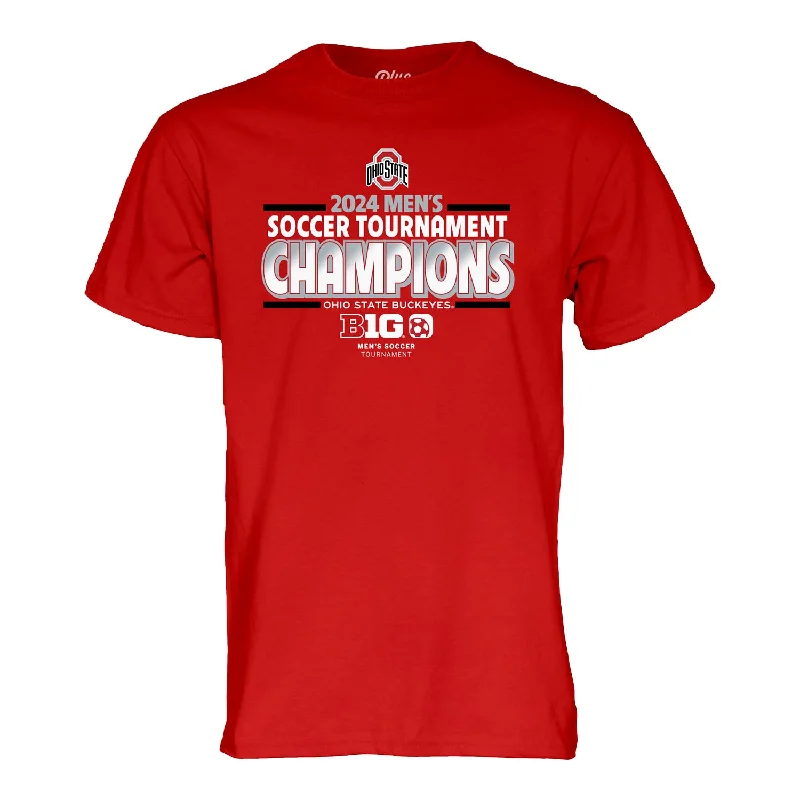 Ohio State Buckeyes 2024 Big 10 Men's Soccer Tournament Champions T-Shirt Beach