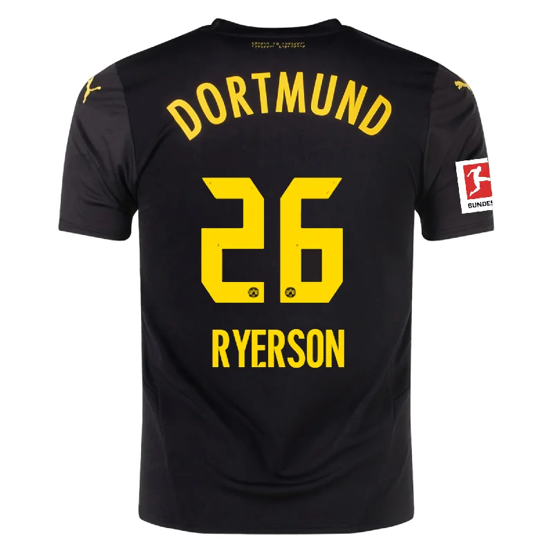 Puma Borussia Dortmund Julian Ryerson Away Jersey w/ Bundesliga Patch 24/25 (Puma Black/Faster Yellow) Elegant Men's Cashmere