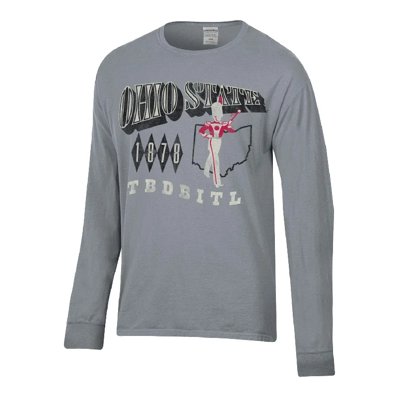 Ohio State Buckeyes TBDBITL Comfort Wash Gray Long Sleeve T-Shirt Refined Men's Velvet