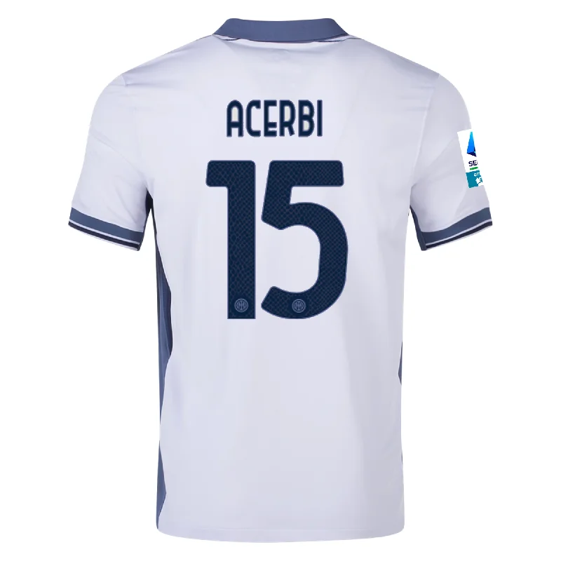 Nike Inter Milan Francesco Acerbi Away Jersey w/ Serie A + Scudetto Patch 24/25 (Summit White/Iris Whisper) Sleek Men's Metallic