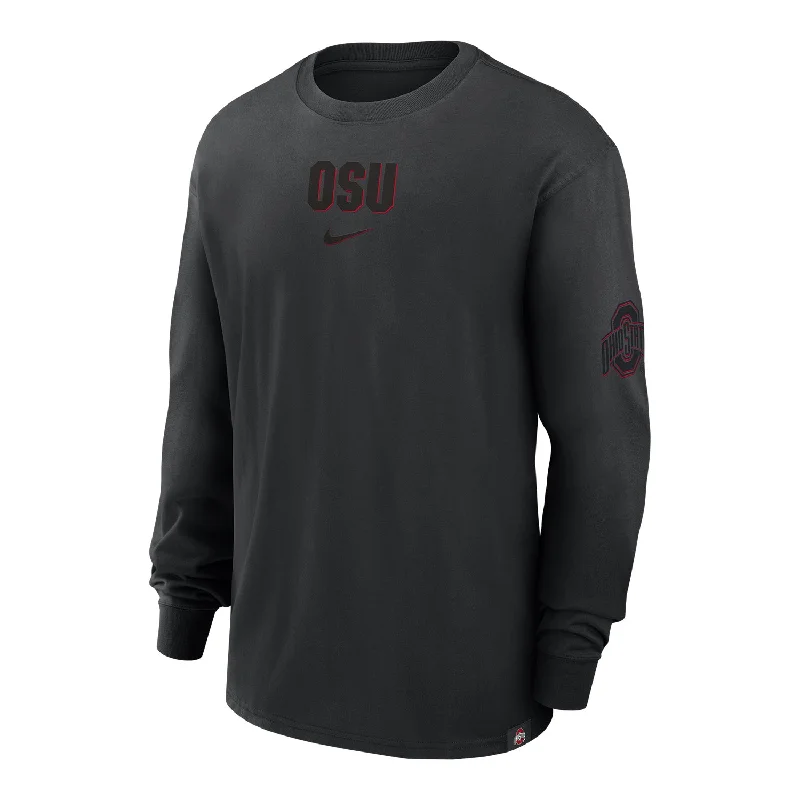 Ohio State Buckeyes Nike Max 90 Double Black Long Sleeve T-Shirt Streetwear Style