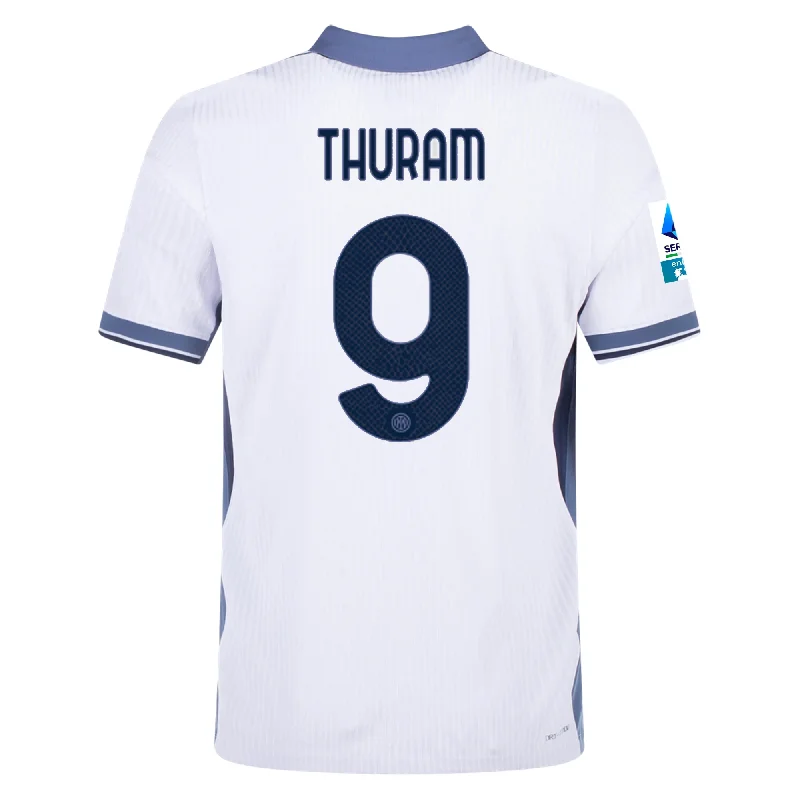 Nike Inter Milan Authentic Marcus Thuram Away Jersey w/ Serie A + Scudetto Patch 24/25 (White/Silver) Sporty Men's Athleisure 