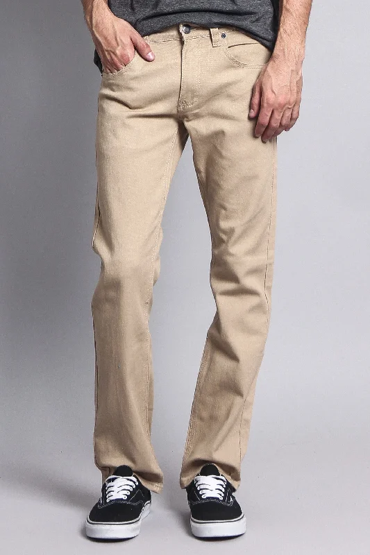 Men's Slim Fit Colored Jeans (Khaki) Practical Men's Multi