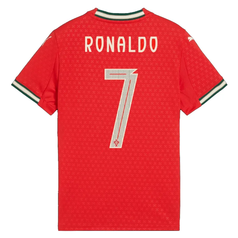 Puma Portugal Cristiano Ronaldo Youth Home Jersey 25/26 (Sport Red/Sugared Almond) Beach