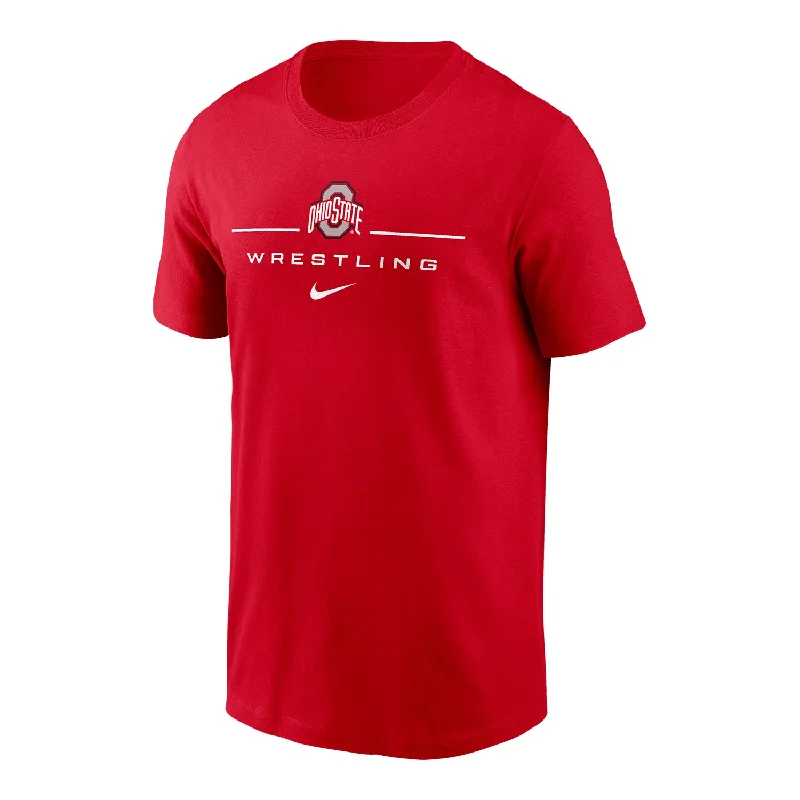 Ohio State Buckeyes Nike Momentum Wrestling Scarlet T-Shirt Casual Men's Loose