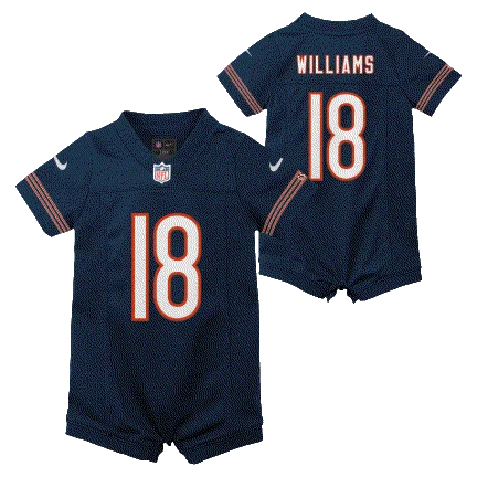 Caleb Williams Chicago Bears Navy Newborn Romper Jersey Laid