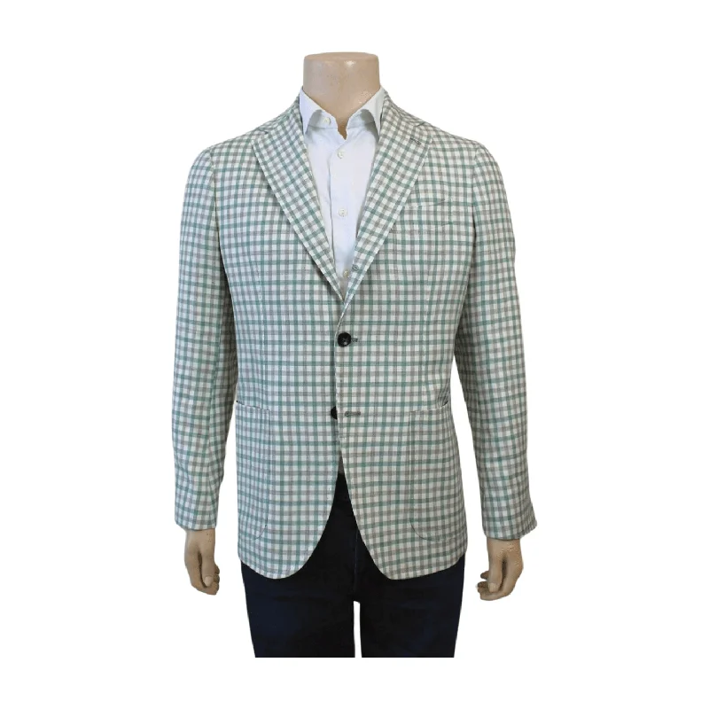 Sartorio Sport Coat - Green & Grey Check Modern Men's Tech