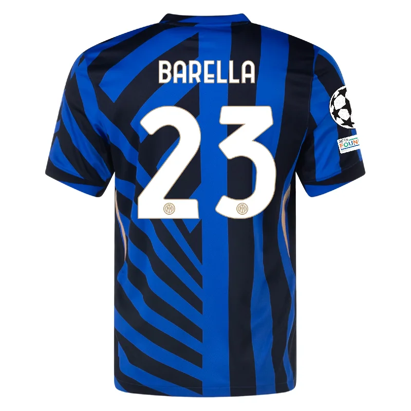 Nike Inter Milan Nicolò Barella Home Jersey w/ Champions League + Scudetto Patch 24/25 (Lyon Blue/Black) Dynamic Men's Moto