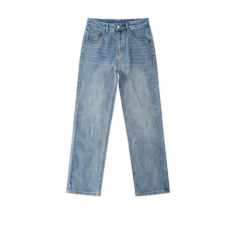 Basic Light Blue Straight-leg Jeans Refined Men's Hand