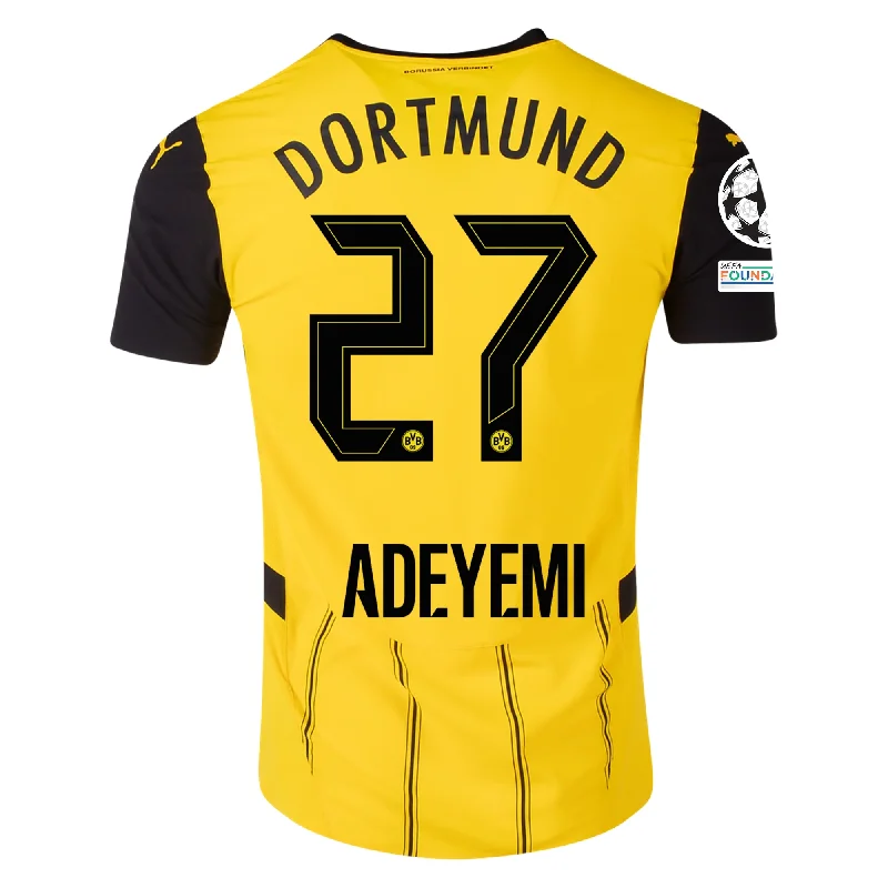 Puma Borussia Dortmund Karim Adeyemi Home Jersey w/ Champions League Patches 24/25 (Faster Yellow/Puma Black) Relaxed Men's Beach