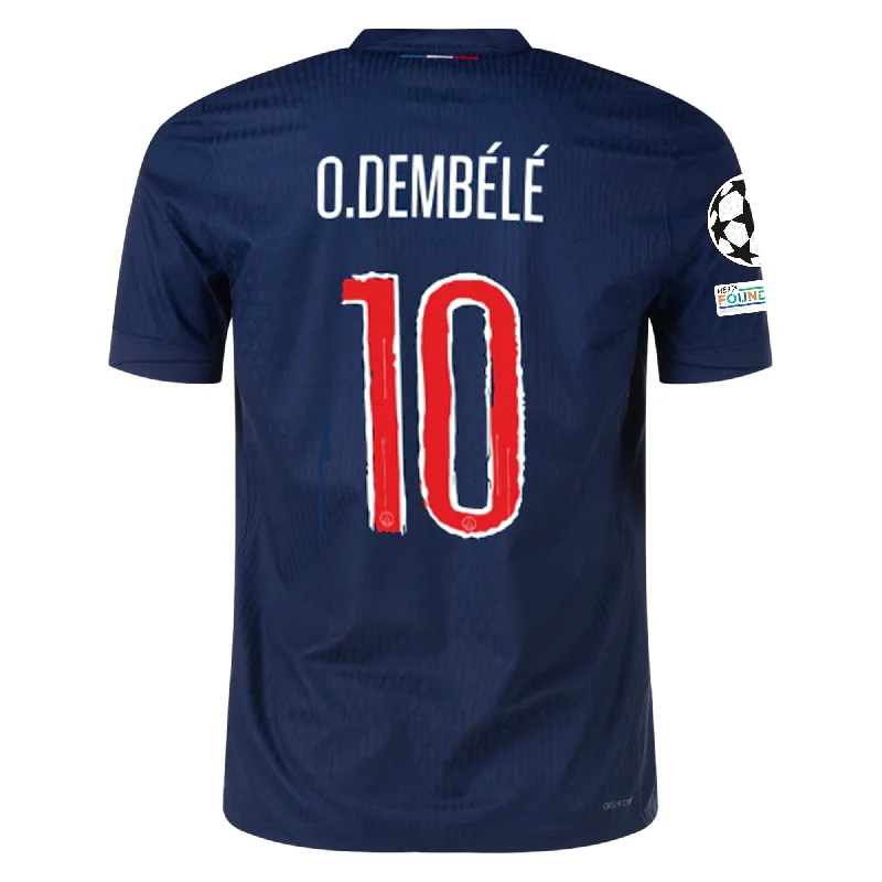 Nike Paris Saint-Germain Match Authentic Ousmane Dembélé Home Jersey w/ Champions League Patches 24/25 (Midnight Navy/White) Dynamic Men's Glow