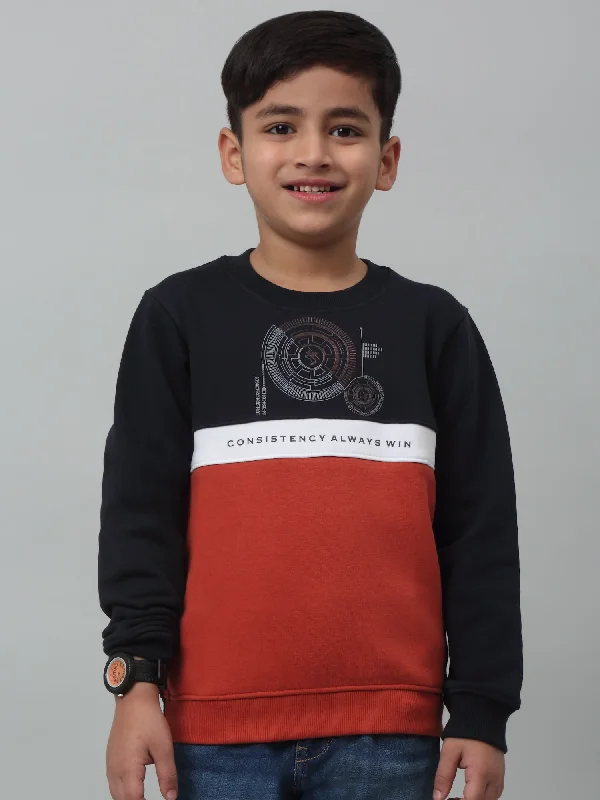 Boys Casual Navy Blue Full Sleeve Pullover Sweatshirt Streetwear Style