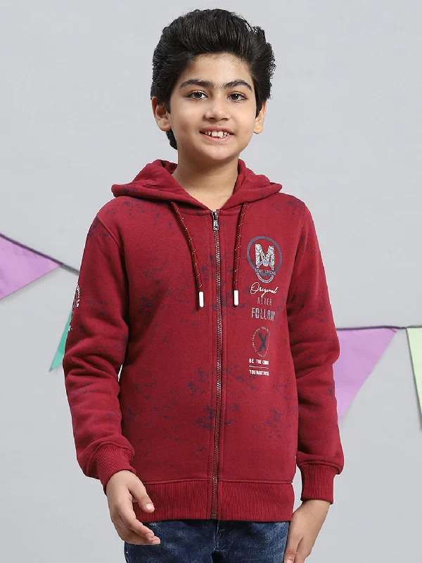 Boys Maroon Printed Sweatshirt Monochromatic All