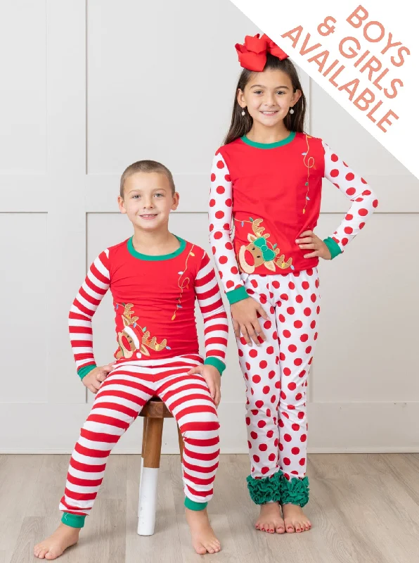 Reindeer Cheer Raglan Pajamas - Boys & Girls Earthy Men's Hemp