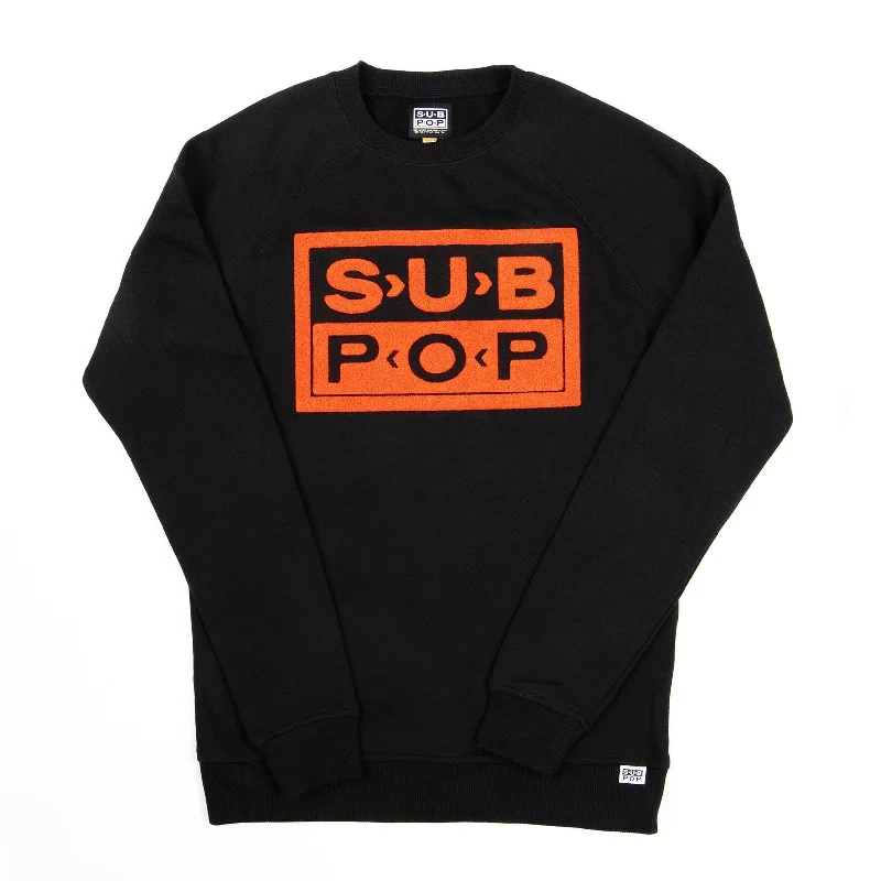 Sub Fuzz Sweatshirt Black w/Autumn Orange Relaxed Men's Beach