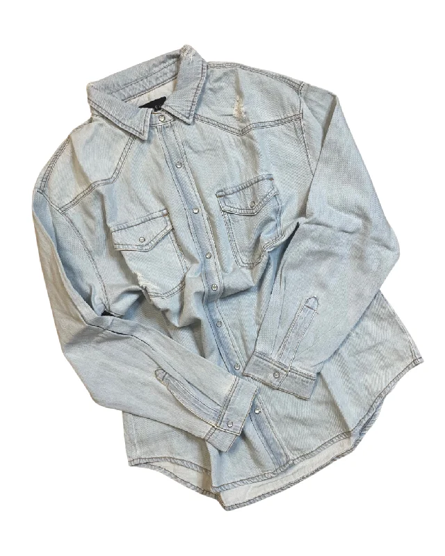 Weekend Ready Denim Shirt-Light Wash Vintage Men's 1970S Disco