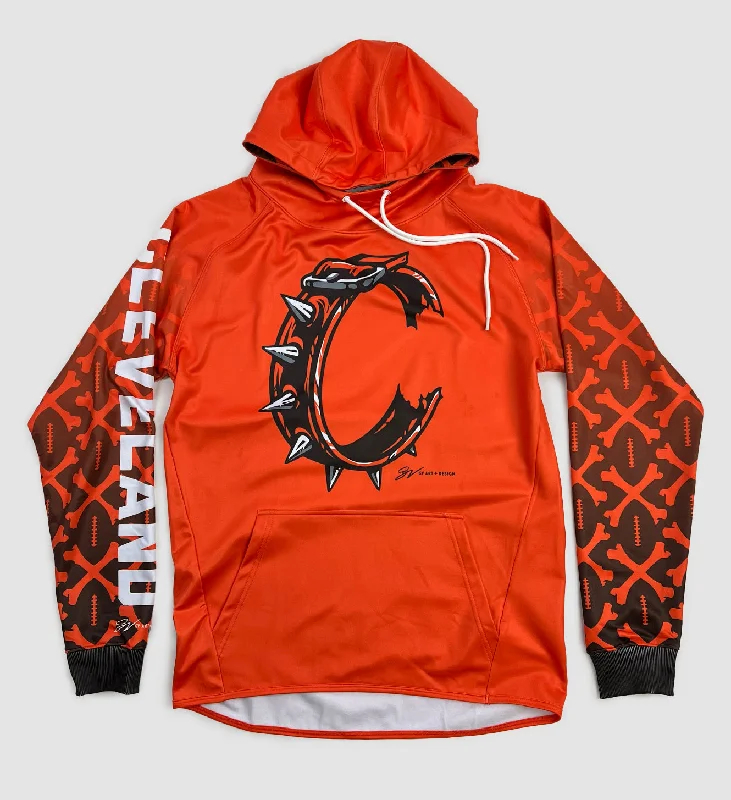 Custom Orange C Collar Hooded Sweatshirt Hip Men's Retro