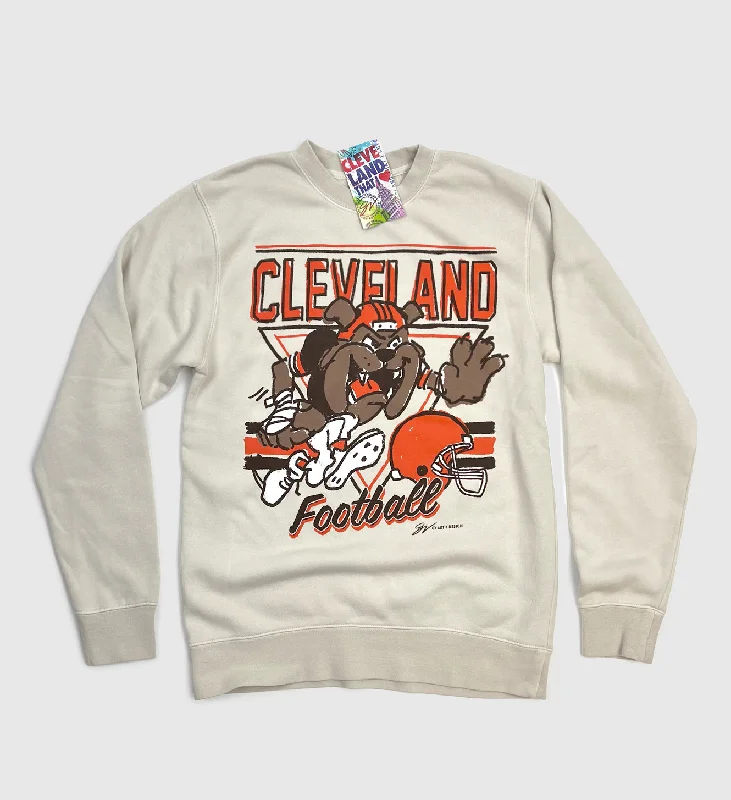 Cleveland Football Cartoon Dawg Crew Sweatshirt Dynamic Men's High