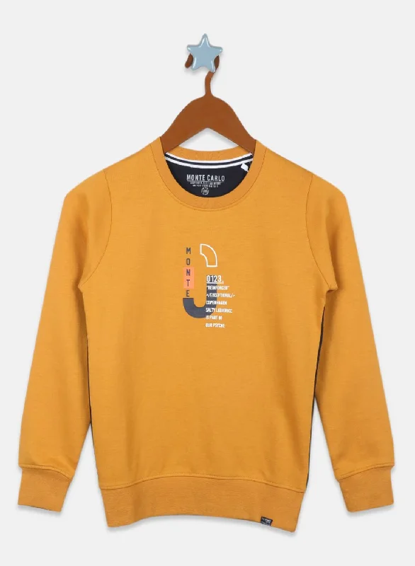 Boys Mustard Printed Sweatshirt Edgy Men's Punk