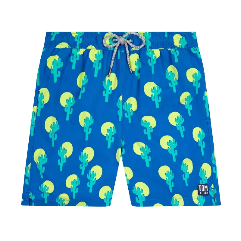 Blue & Green Cactus Hip Men's Retro