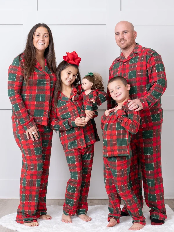 Red & Green Plaid Family Christmas Pajamas Modern Men's 