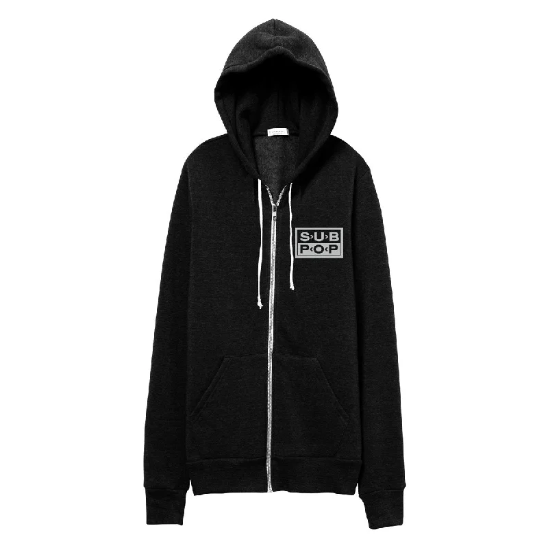 Hoodie Zip Logo Left Blk Cozy Men's Sherpa