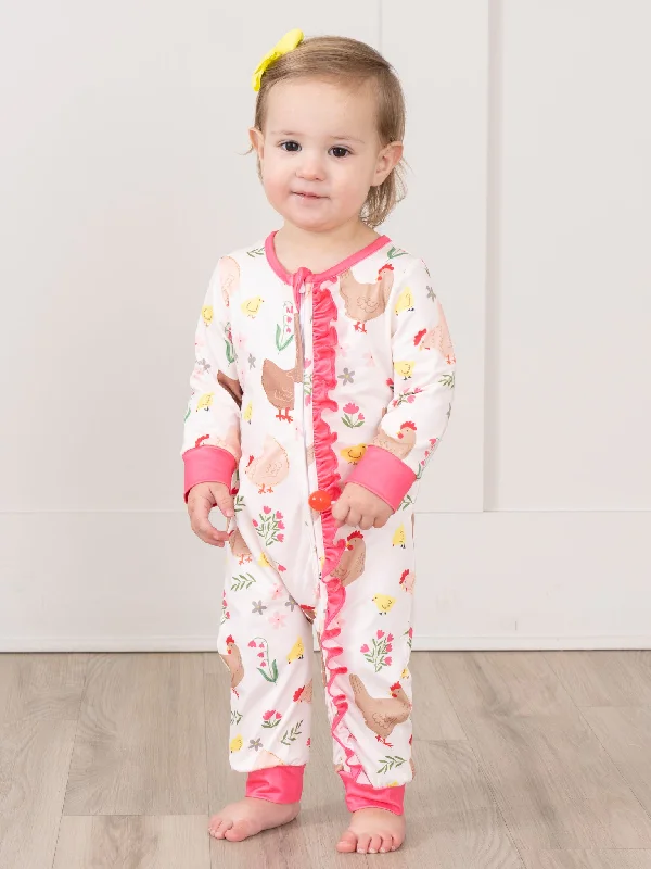 Pink Chickadee Ruffle Sleeper Pajamas Bold Men's Animal