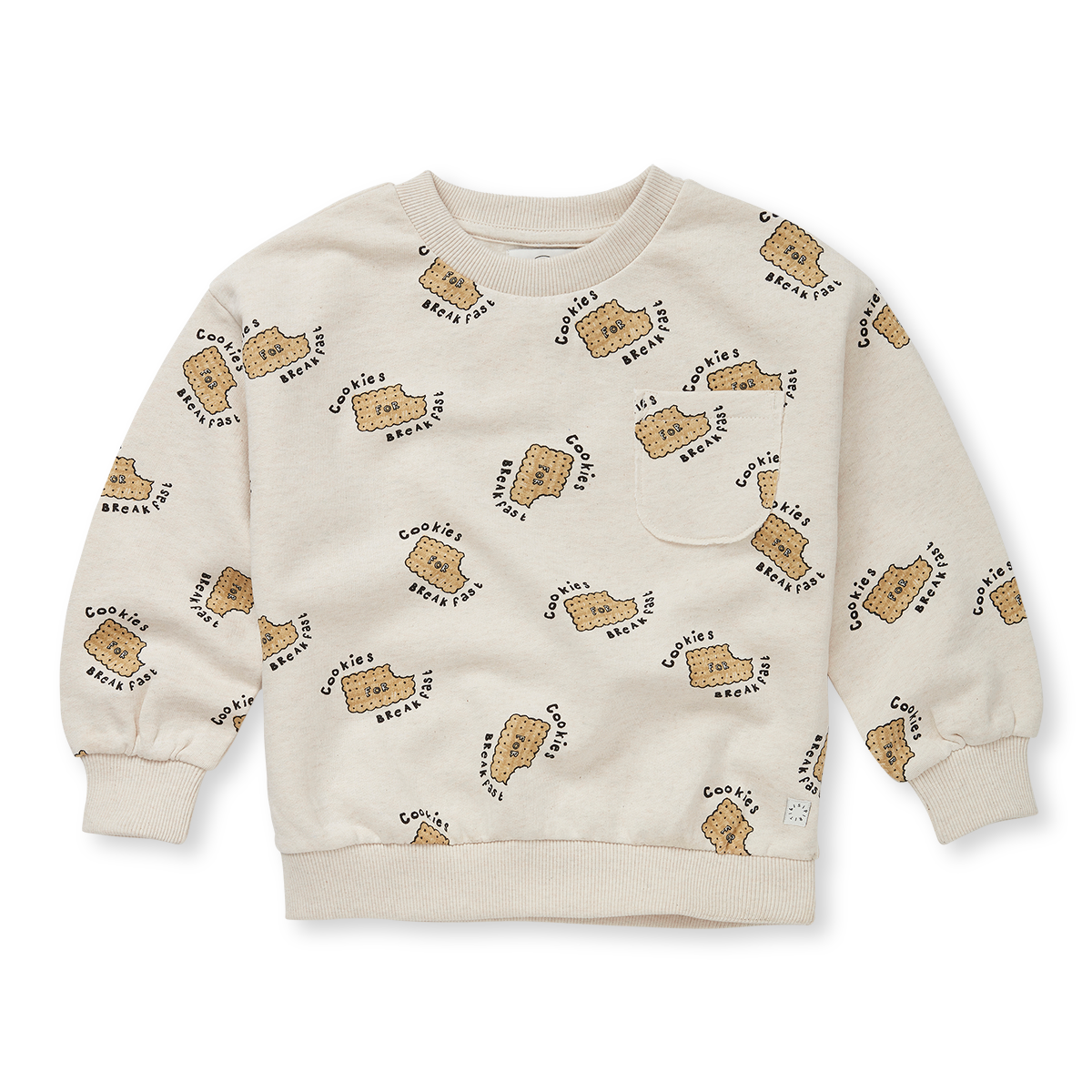 1382-SWEATSHIRT POCKET COOKIES PRINT-Ivory Trendy Men's Scandinavian