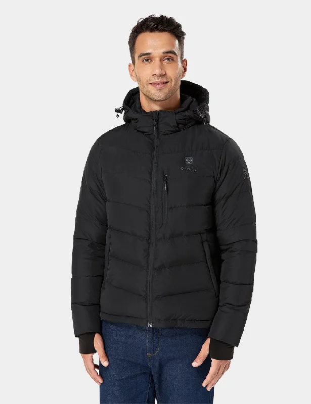 Men's Heated Down Jacket - Black Bold Men's Statement