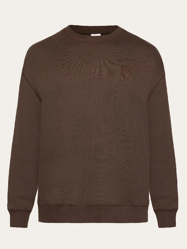 Straight fit sweat with embroidery at chest - Demitasse (brown) Practical Men's Multi