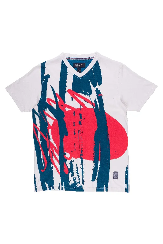 Warren | Short Sleeve Graphic Print Vee Neck Tee Practical Men's Multi